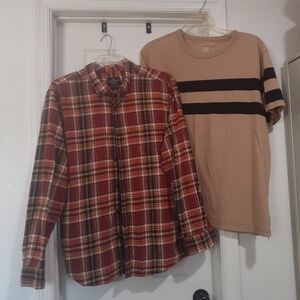 🇱🇷BOGO Sale Today🇱🇷 American Eagle Plaid Shirt + FREE Striped TShirt